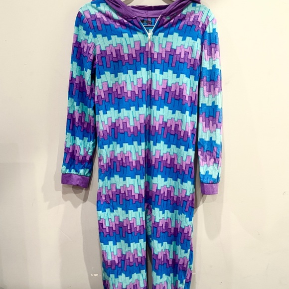 Fortnite Loot Llama Purple Blue Hooded Onesie Pajamas Kids Size 14/16 NWOT - Picture 3 of 10